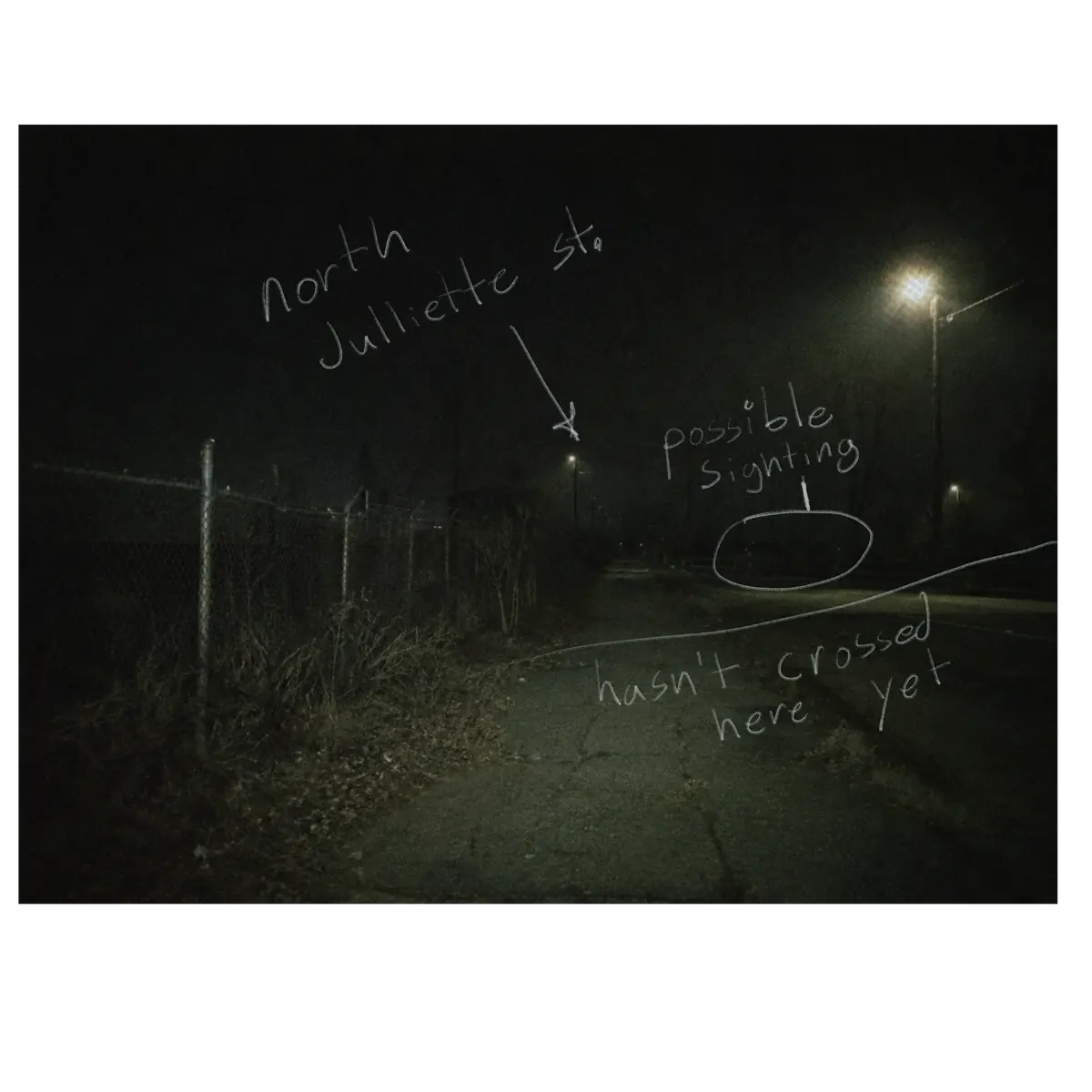 Archive copy of a marked nighttime road photograph