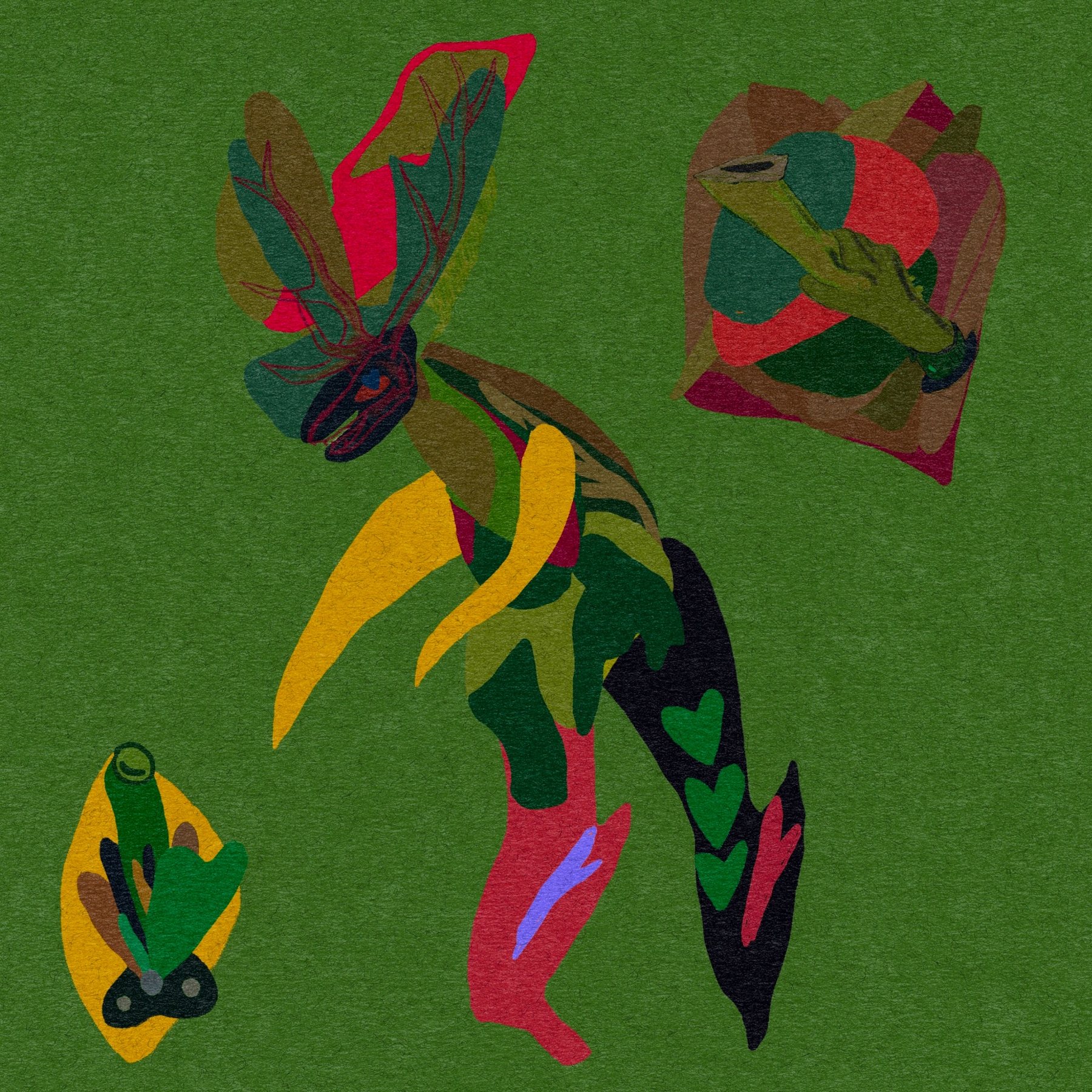 Green hand-made collage artwork